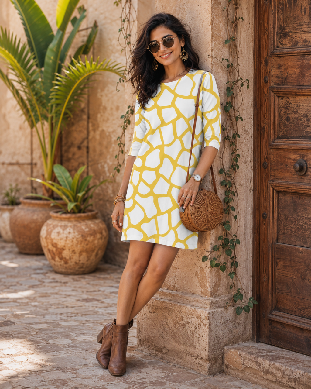 Women's Honey Maze T-Shirt Dress