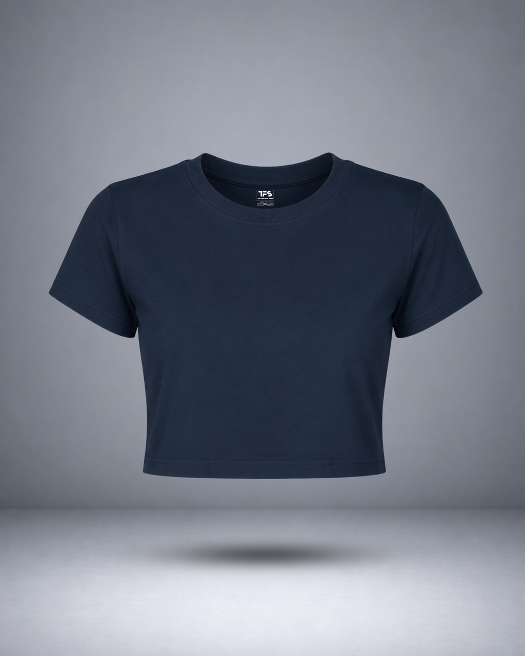 Women's Navy Blue Solid Crop Top