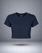 Women's Navy Blue Solid Crop Top