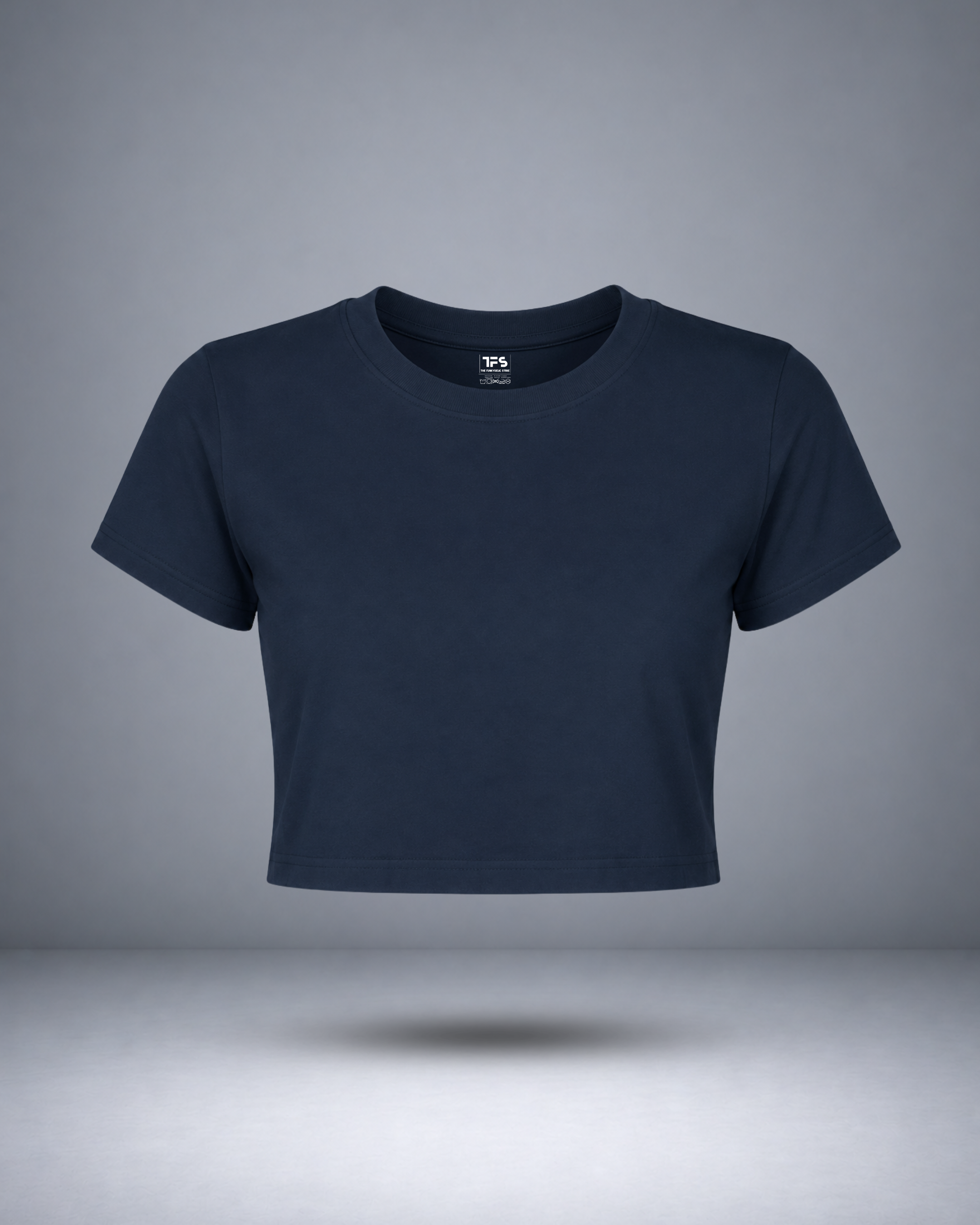 Women's Navy Blue Solid Crop Top