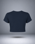 Women's Navy Blue Solid Crop Top
