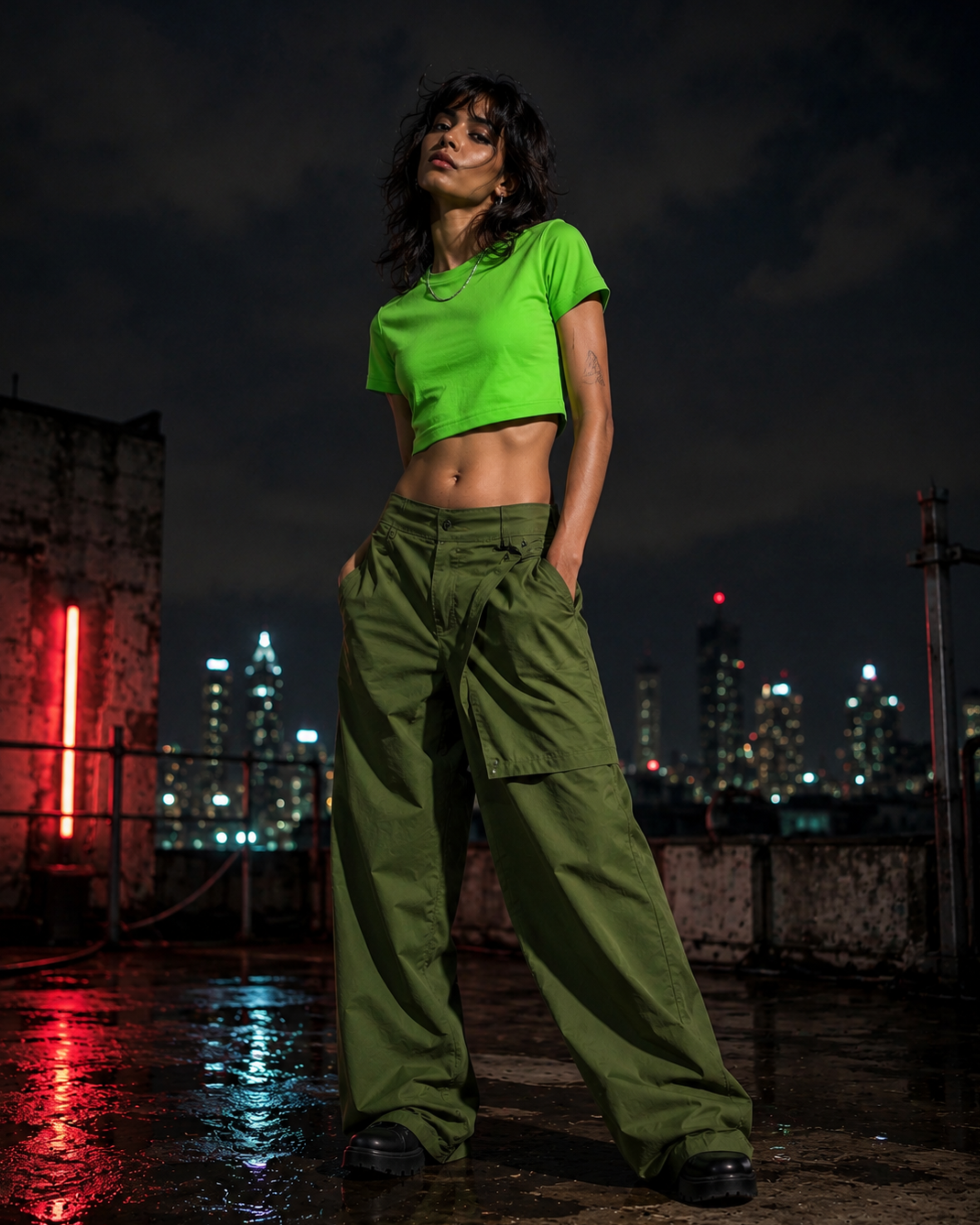 Women's Neon Green Crop Top