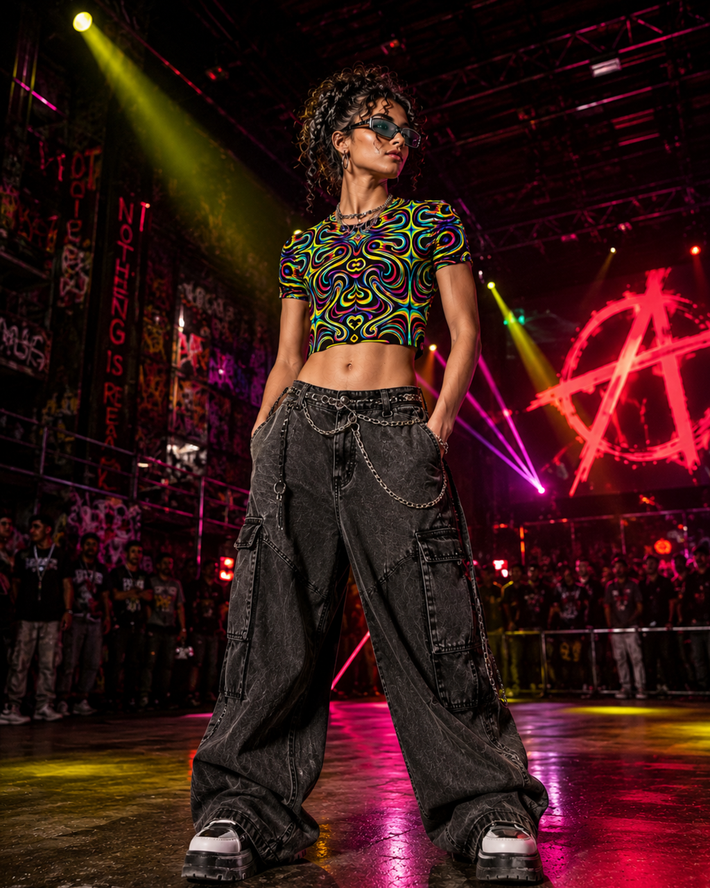 Women's Psychedelic Circus Crop Top