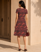 Women's Red Snake Maze A line Dress