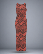 Women's Red Snake Maze Bodycon Dress