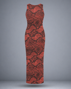Women's Red Snake Maze Bodycon Dress