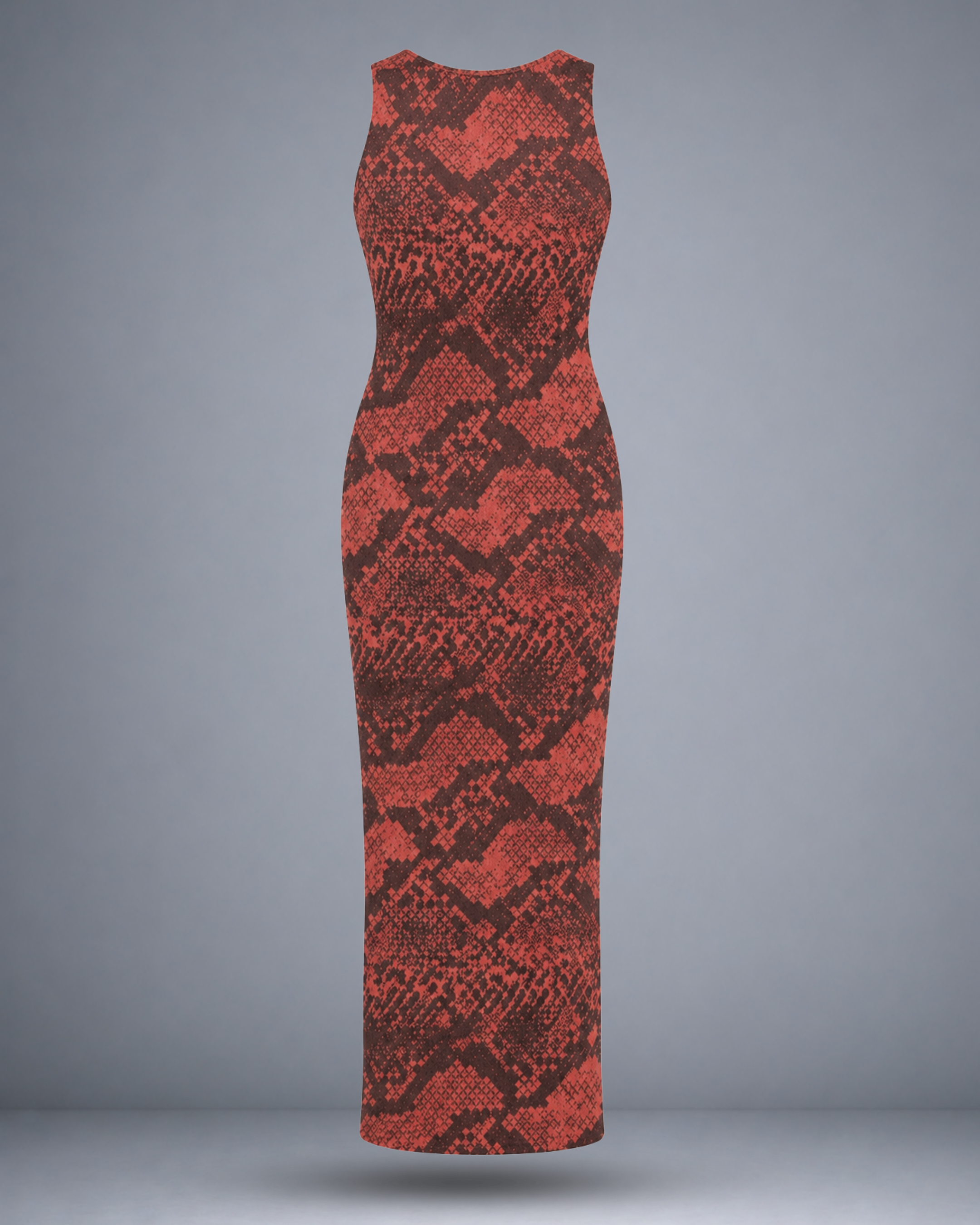 Women's Red Snake Maze Bodycon Dress