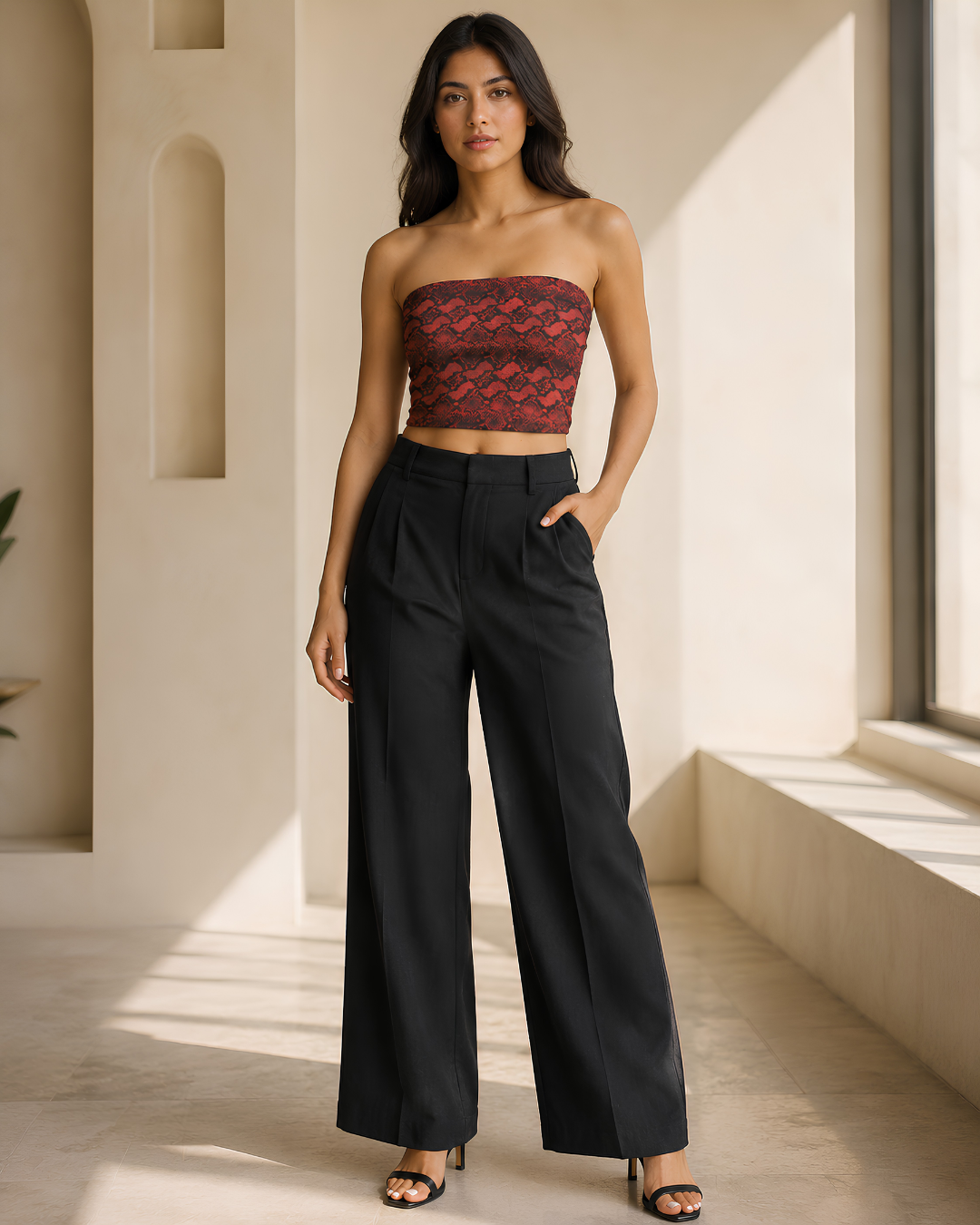 Women's Red Snake Maze Tube Top