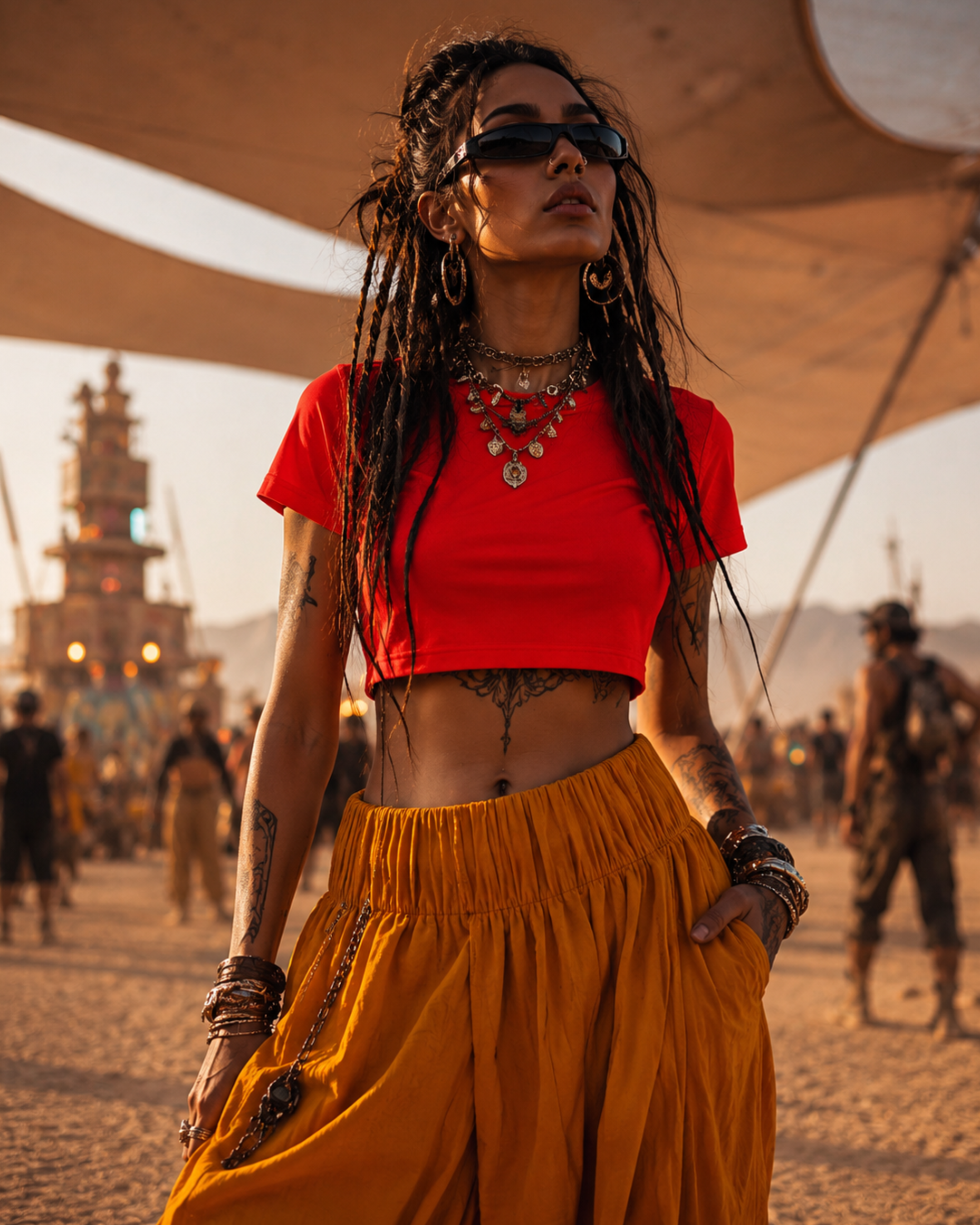 Women's Red Solid Crop Top