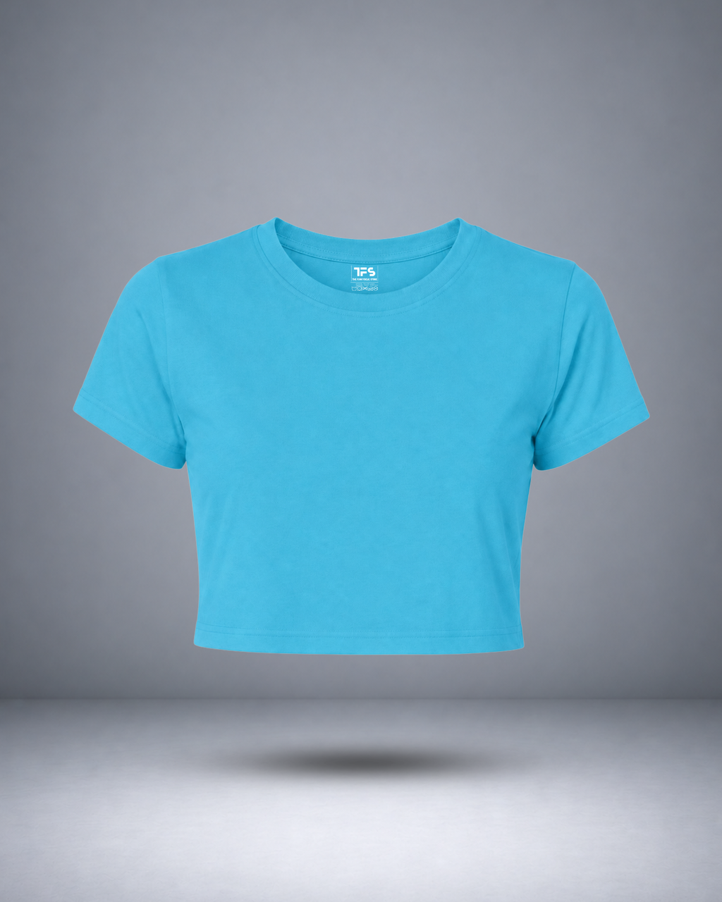 Women's Skyblue Solid Crop Top