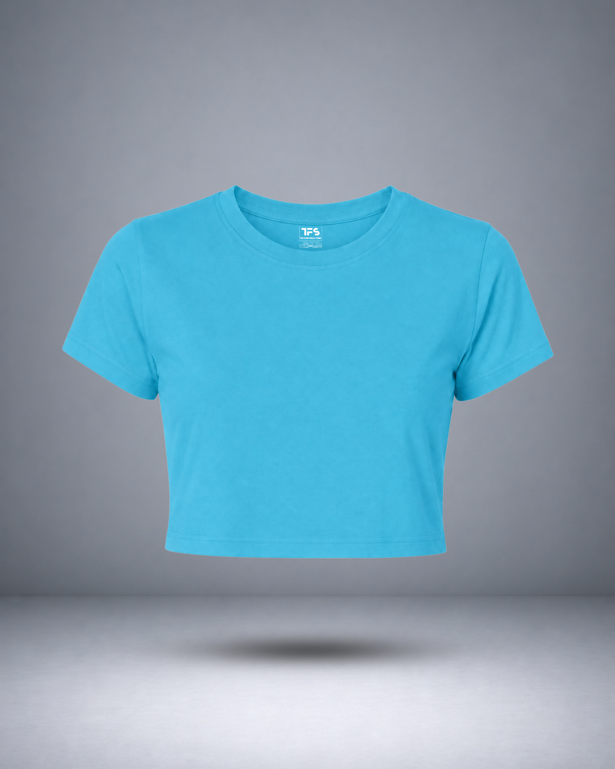 Women's Skyblue Solid Crop Top