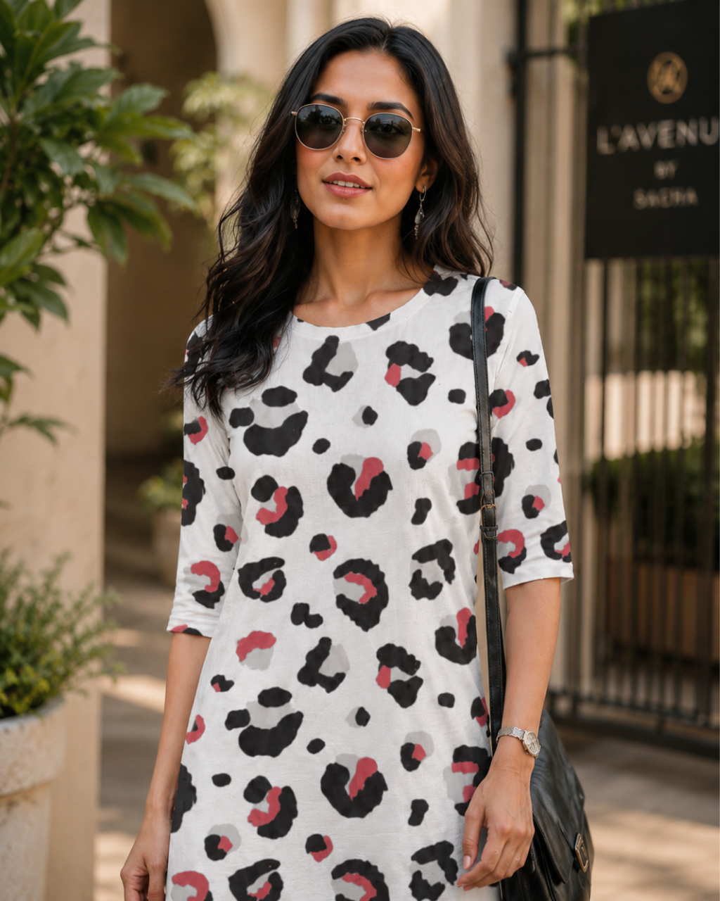 Women's Snow Leopard T-Shirt Dress