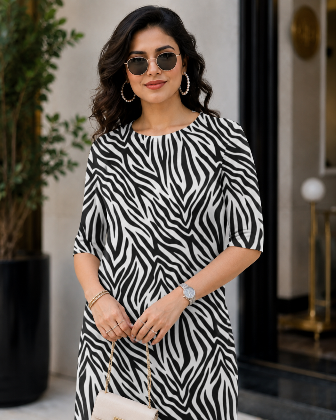 Women's Zebra Maze T-Shirt Dress