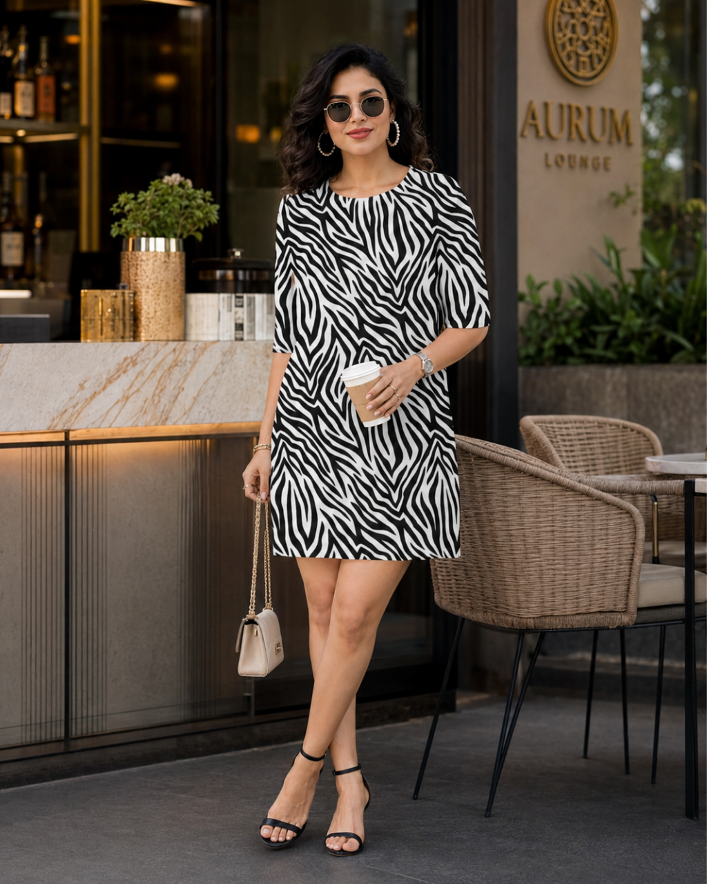 Women's Zebra Maze T-Shirt Dress