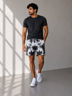 Unisex White Black Tie Dye Shorts
