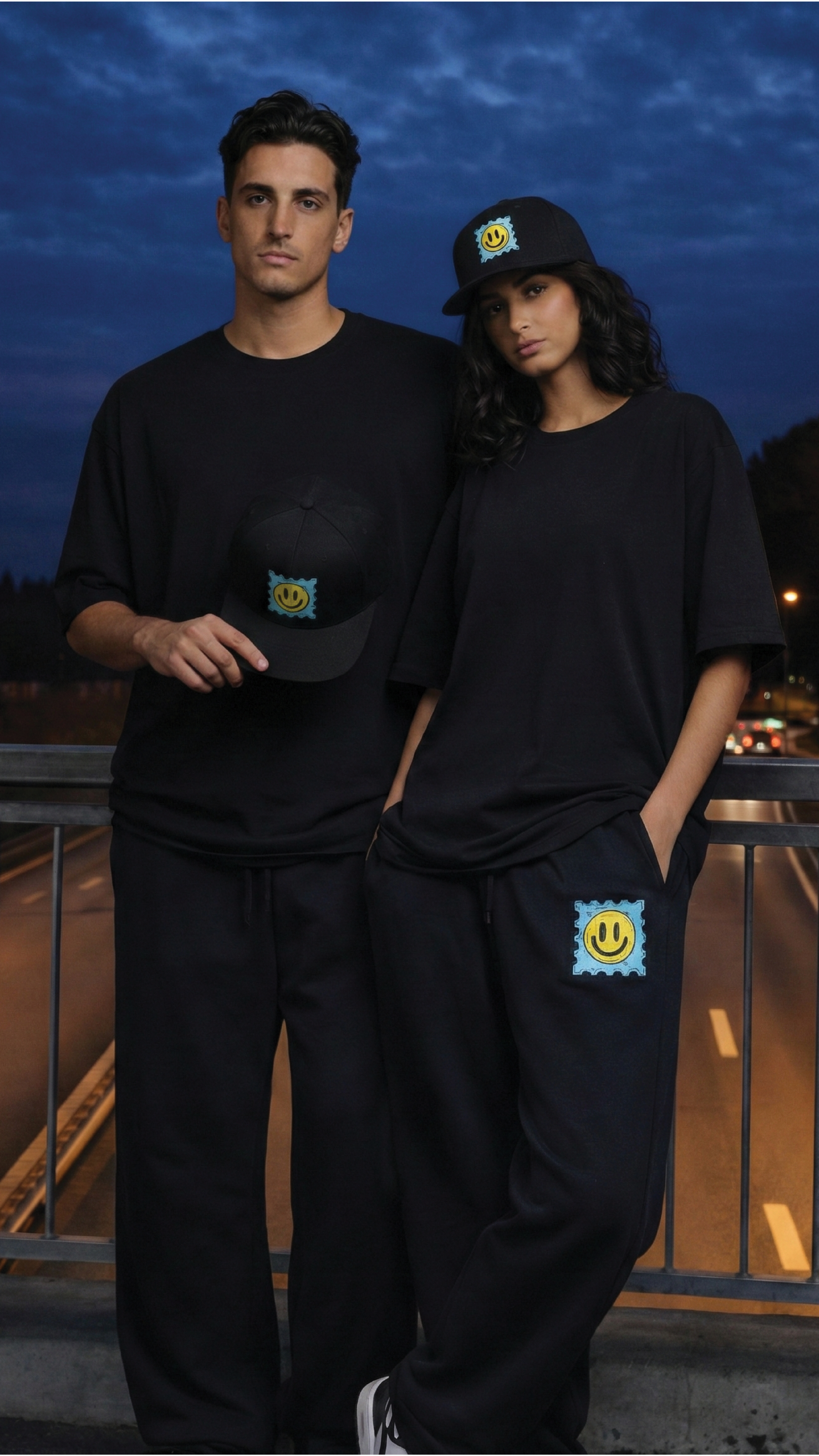 Unisex LSD Embroidery Sweatpants & Classic Snapback Cap Combo Set