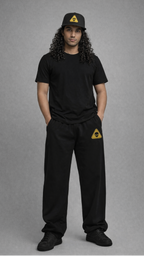 Unisex Cosmic Caution Embroidery Sweatpants & Classic Snapback Cap Combo Set