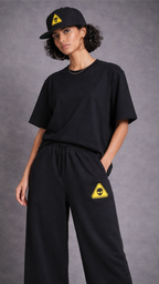 Unisex Cosmic Caution Embroidery Sweatpants & Classic Snapback Cap Combo Set