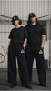 Unisex Cosmic Caution Embroidery Sweatpants & Classic Snapback Cap Combo Set