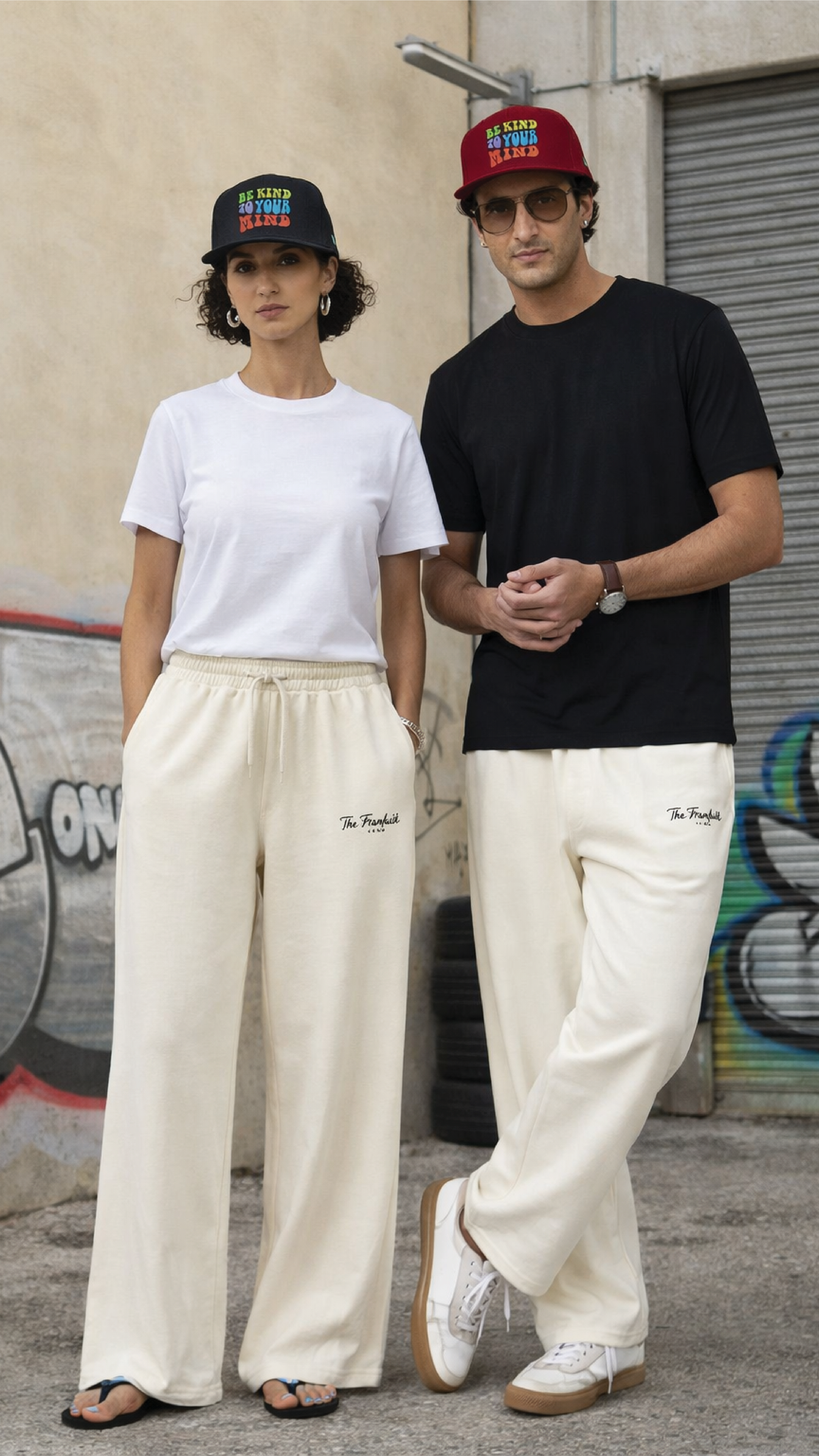Unisex Be Kind To Your Mind Embroidery Classic Snapback Cap & Sweatpants Combo Set