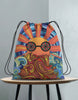 Unisex Psychedelic Groovy Sun Drawstring Bag