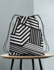 Unisex Geometric Stripe Drawstring Bag