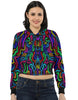 Women's Psychdelic Colorplay Crop Bomber Jacket