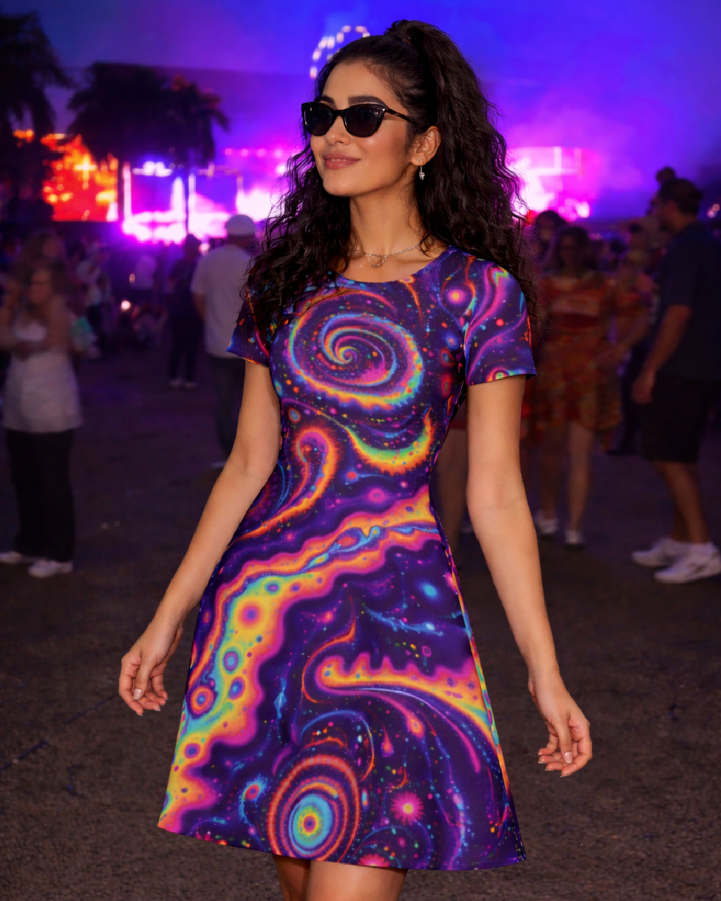 Women Cosmic Vortex A line Dress