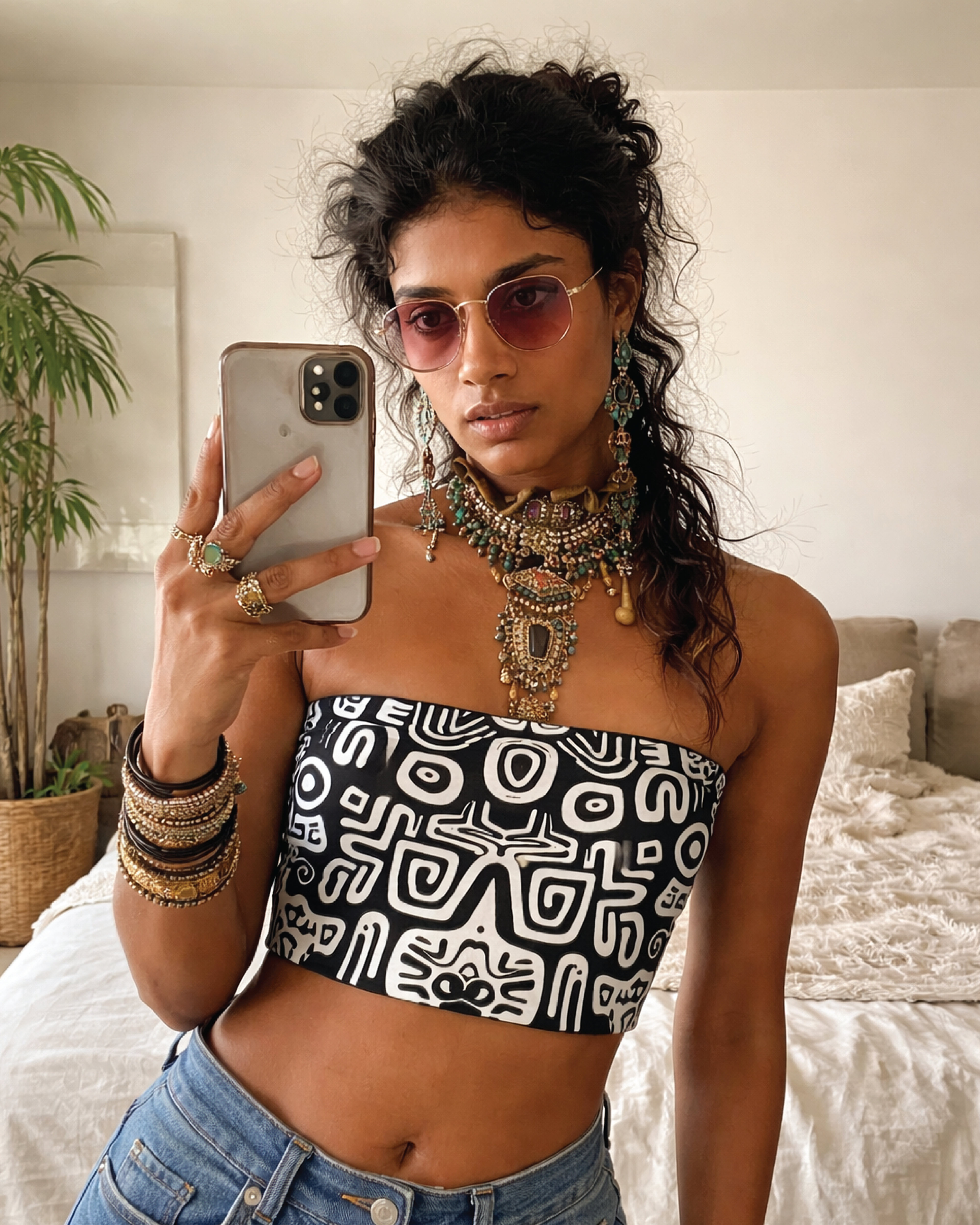 Women's Tribal Art Tube Top