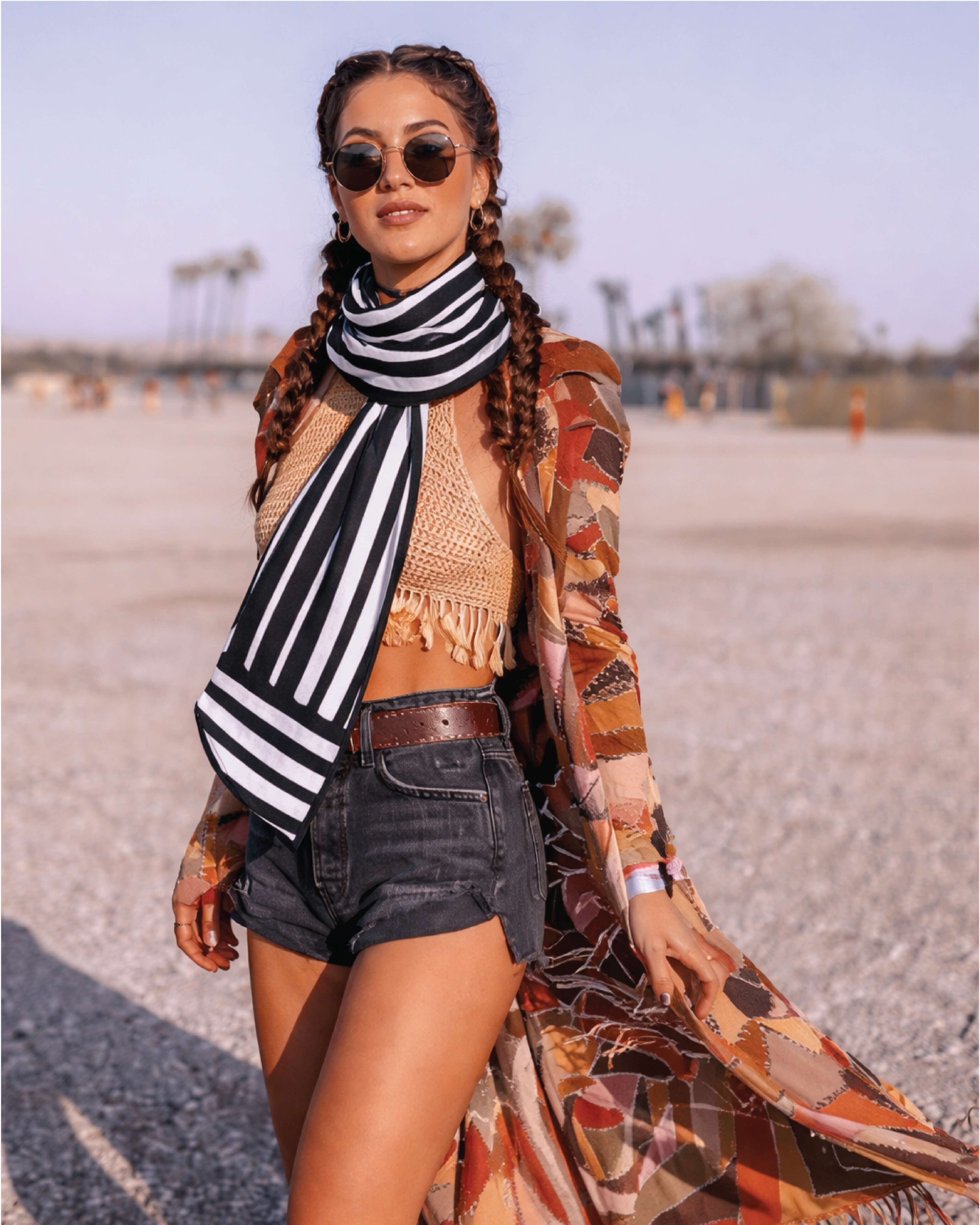 Unisex Geometric Stripe Stole