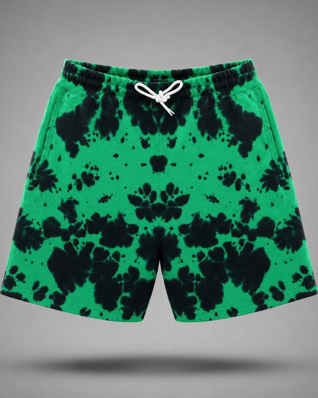 Unisex Green Black Tie Dye Shorts