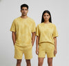 Unisex Yellow Tie-Dye Oversized T-shirt & Shorts Co-ord Set
