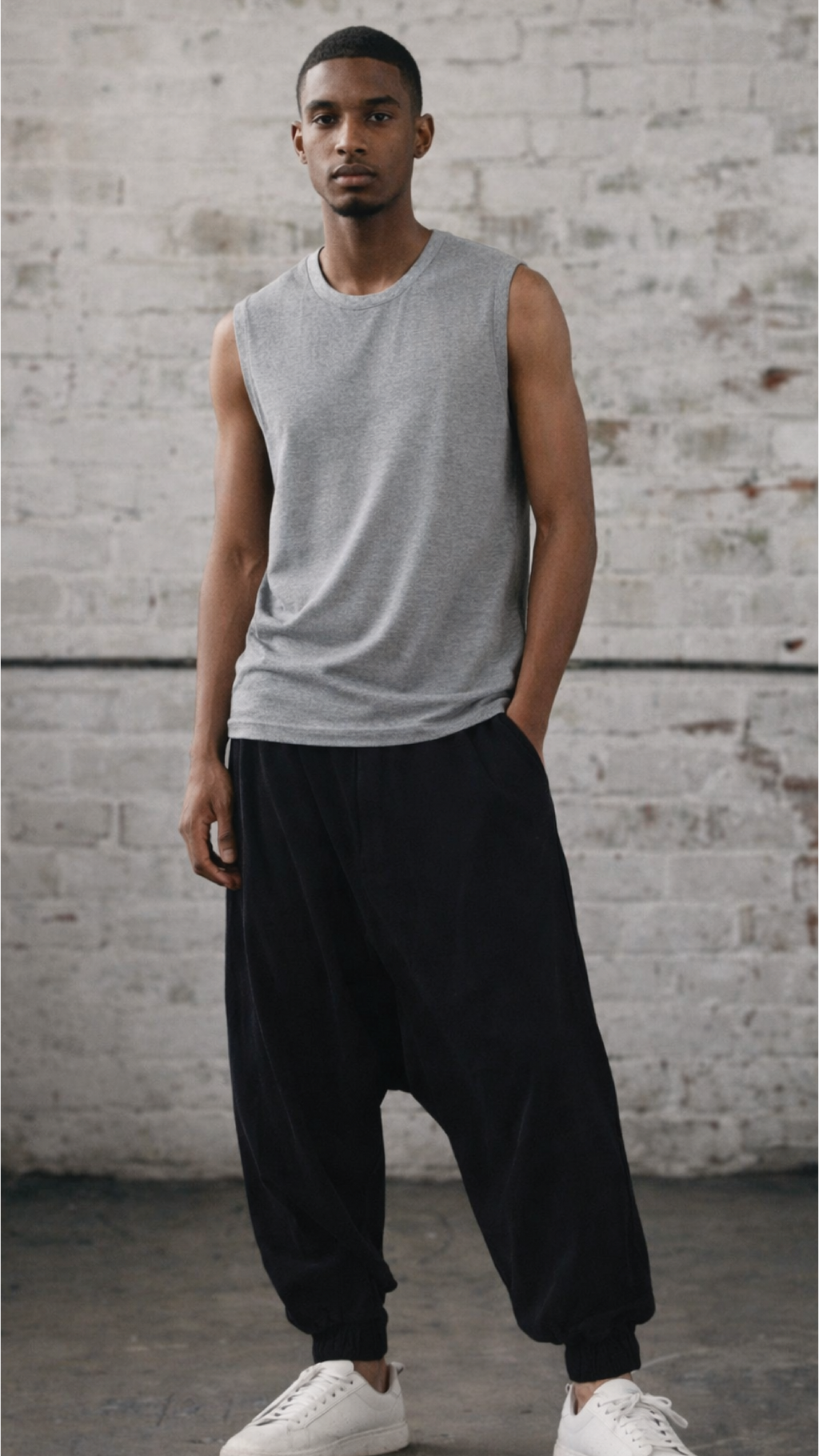 Men's Grey Melange Tank Top